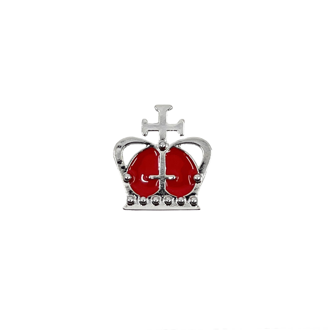 Crown Pin Badge Red/Silver