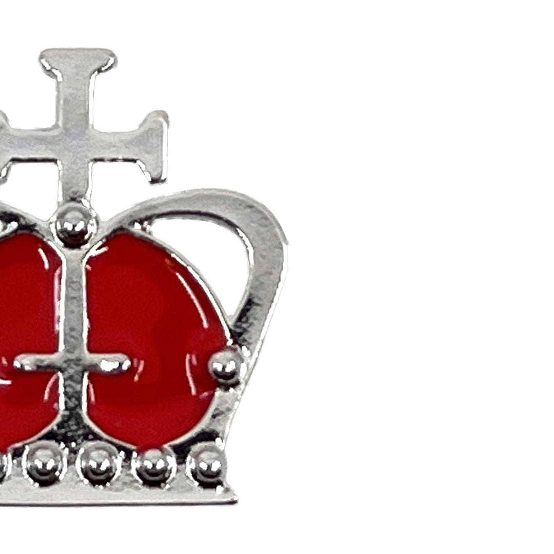 Crown Pin Badge Red/Silver