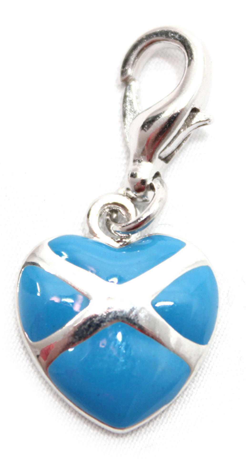 Scottish Saltire Heart Clip On Charm