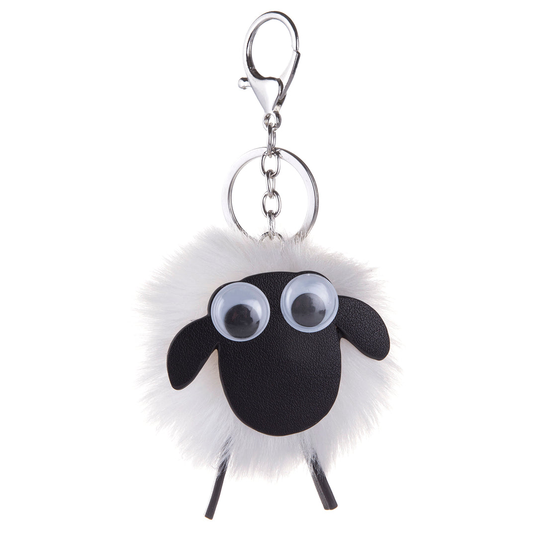 Scottish Sheep Pom Pom Keyring