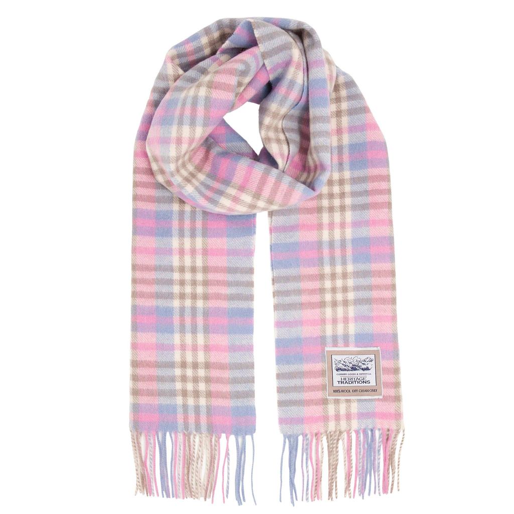 Pure Wool Check Scarf - Dolly Mixture Check - 100% Wool