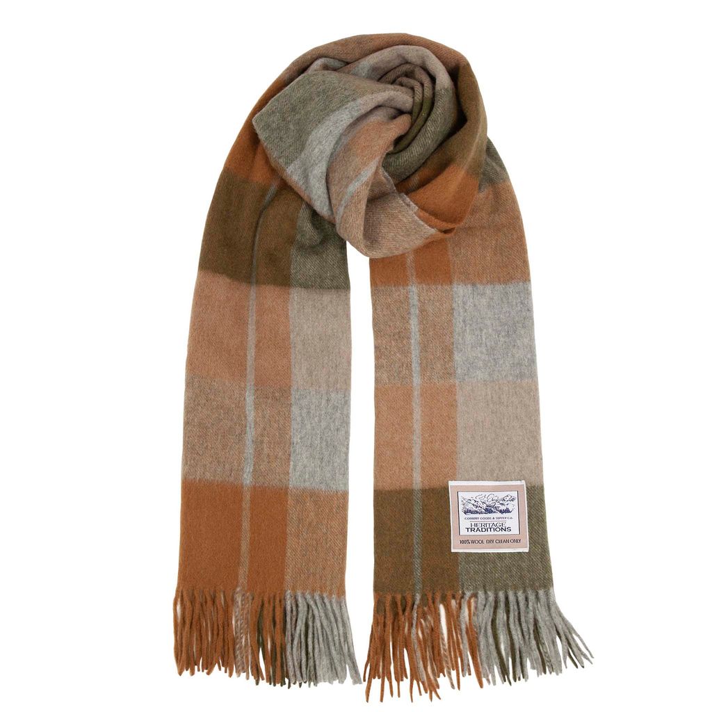 Pure Wool Check Scarf - Woodland Check - 100% Wool