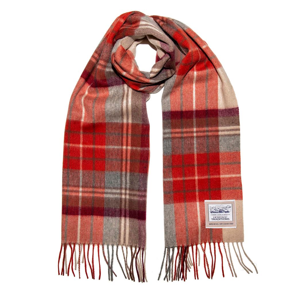 Pure Wool Check Scarf - Russet Check - 100% Wool