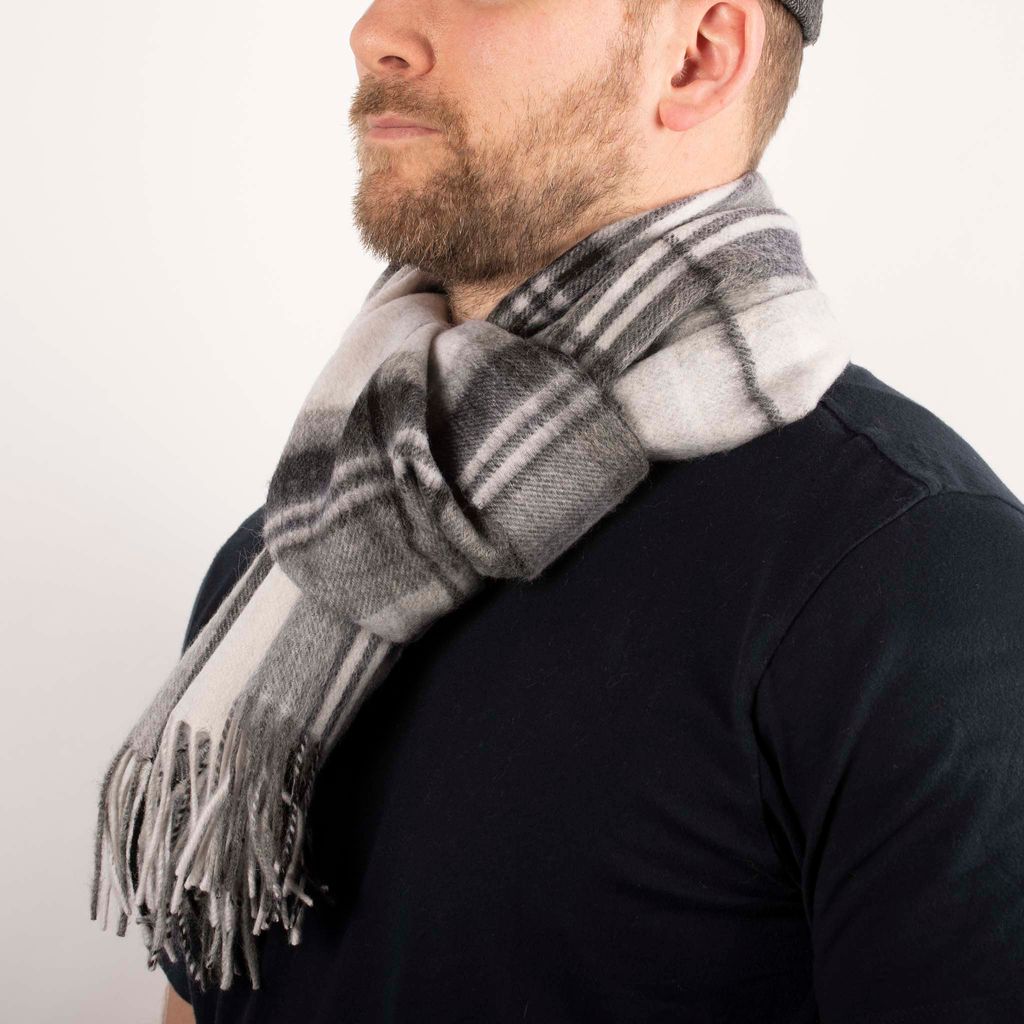 Pure Wool Check Scarf - Muted Dress Stewart - 100% Wool