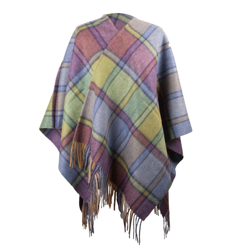 Pure Wool Tartan Serape - Purple Heather - 100% Wool