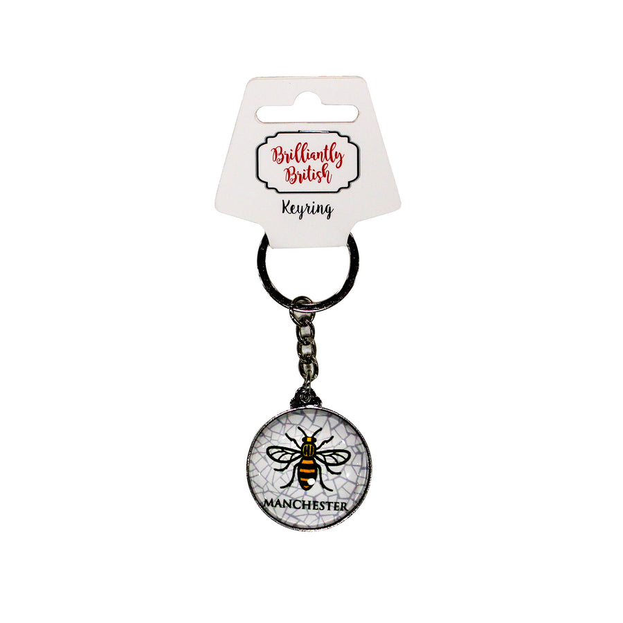 Manchester Bee Double Sided Crystal Keyring