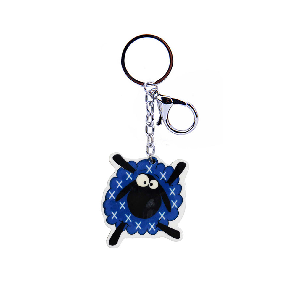 Dancing Sheep Acrylic Keyring - Multi Saltire