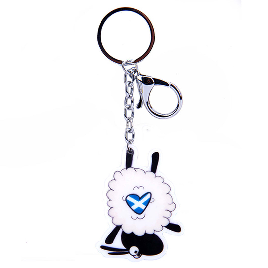 Dancing Sheep Acrylic Keyring - Heart Saltire