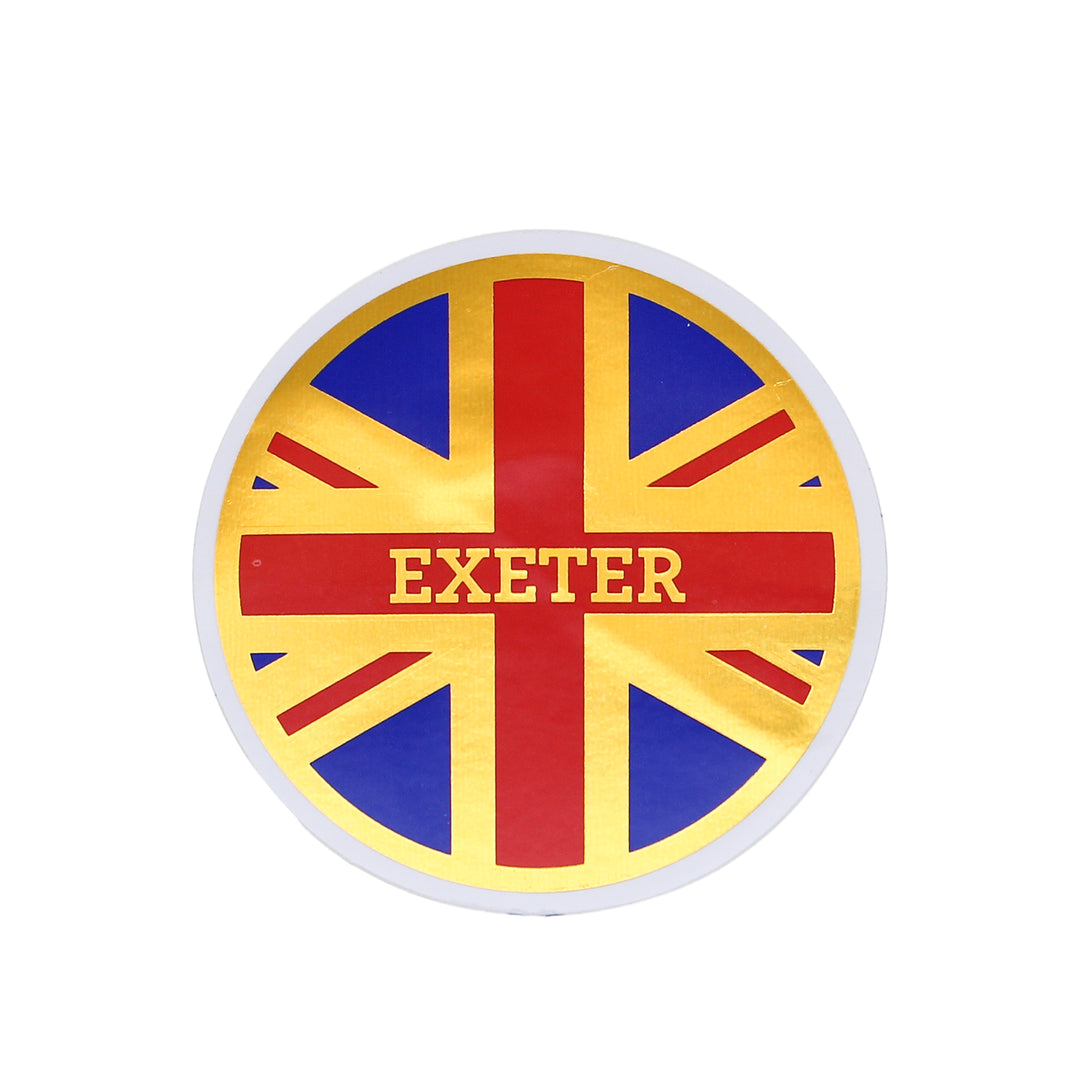 Exeter Union Jack Gold Foil Sticker