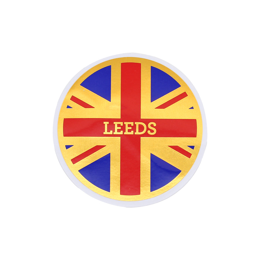 Leeds Union Jack Gold Foil Sticker