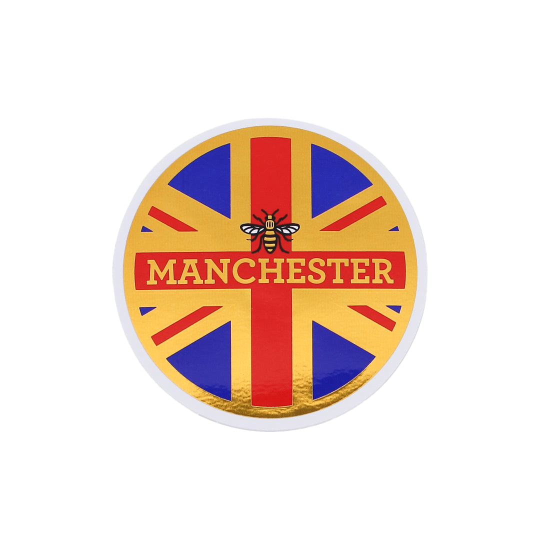 Manchester Union Jack Gold Foil Sticker