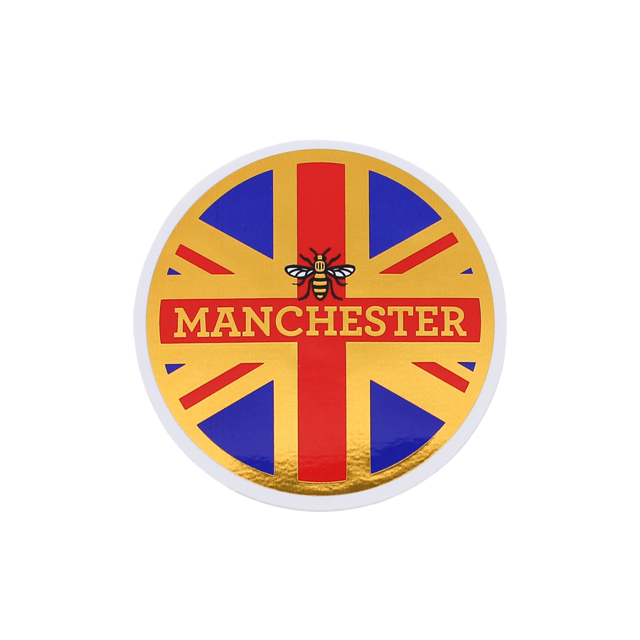 Manchester Union Jack Gold Foil Sticker