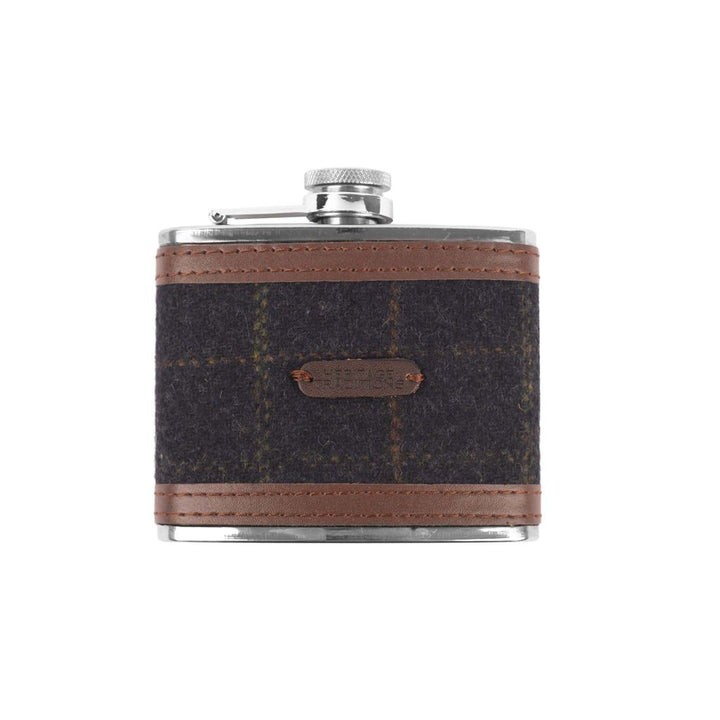 Tweed 4oz Hip Flask - Blue Box Check