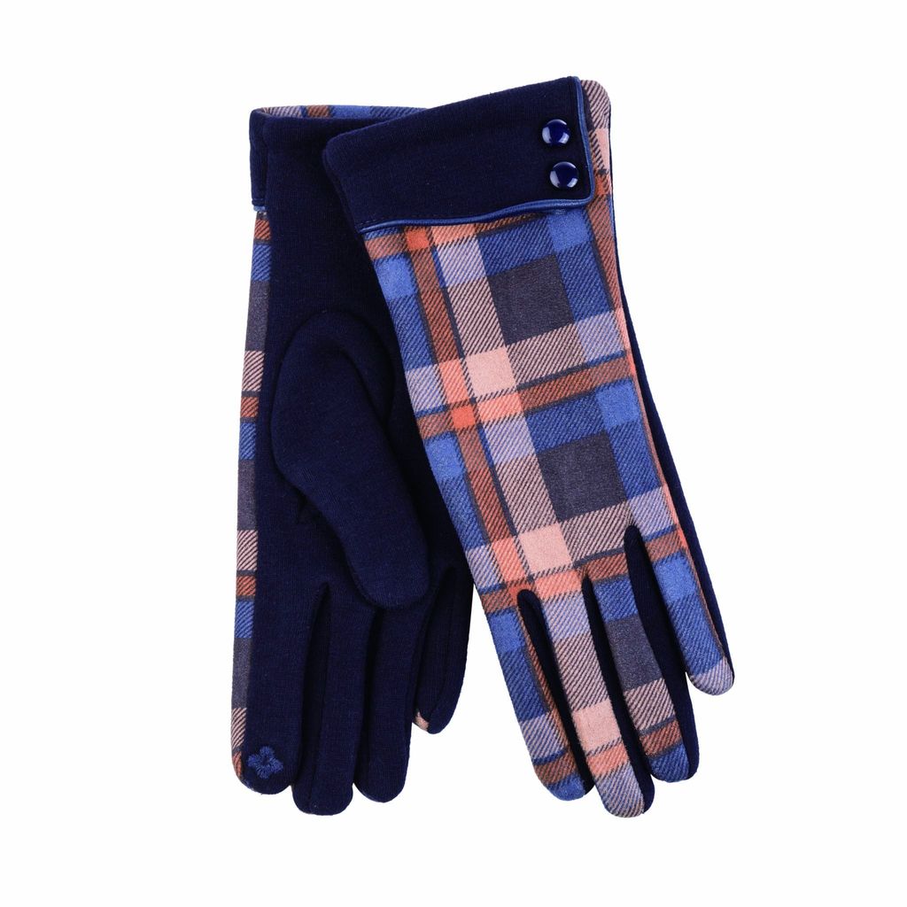 Womenswear Button Cuff Check Gloves