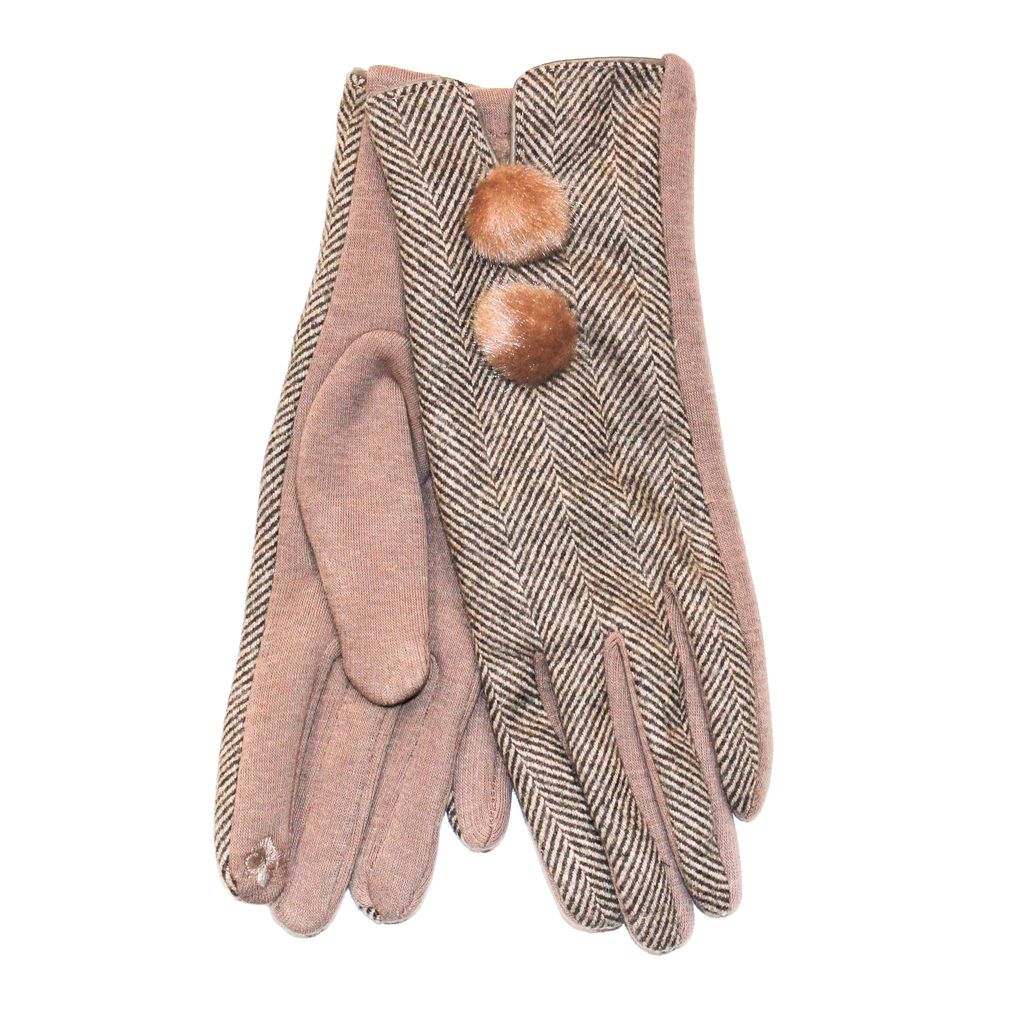 Womenswear Herringbone Gloves - Camel