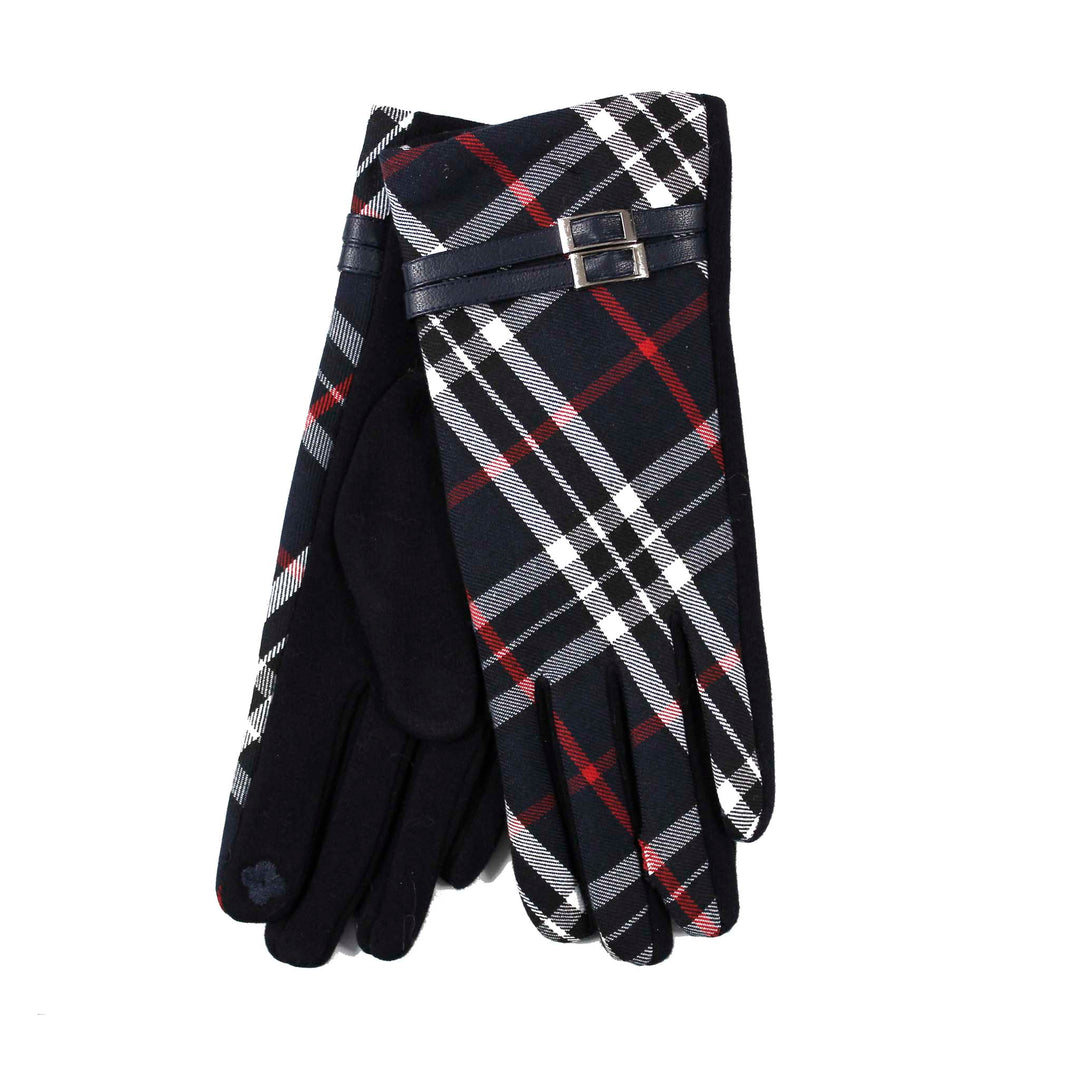 Buckle Trim Glove - Navy Thomson Tartan