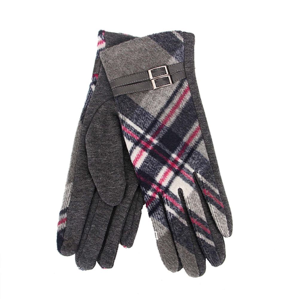 Grey Tartan Glove - Grey Buckle