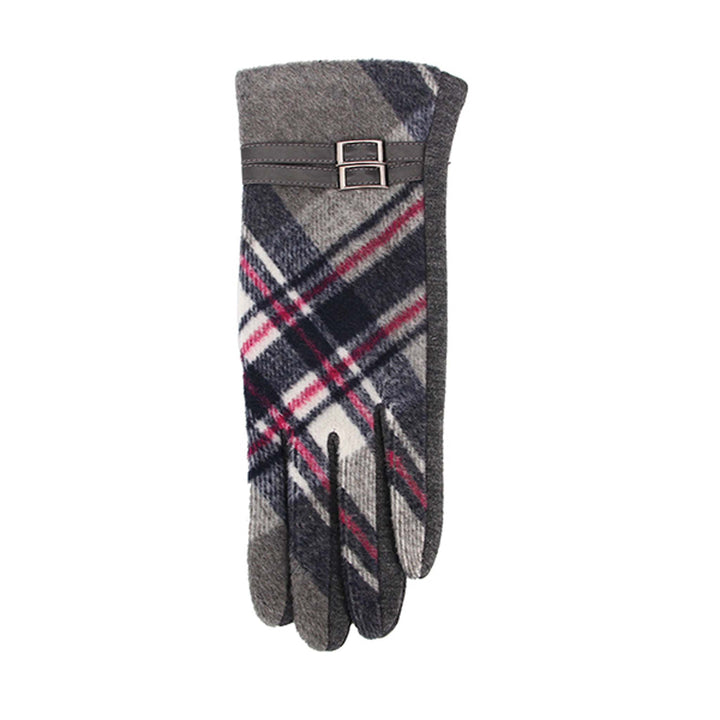 Grey Tartan Glove - Grey Buckle