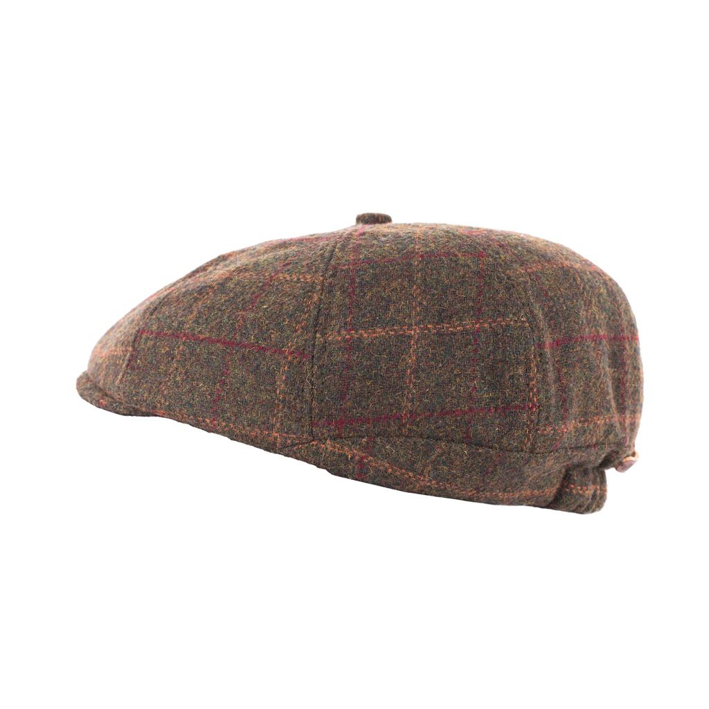 Tweed Baker Boy Cap - Green Check - Peaky Blinders Hat, Newsboy