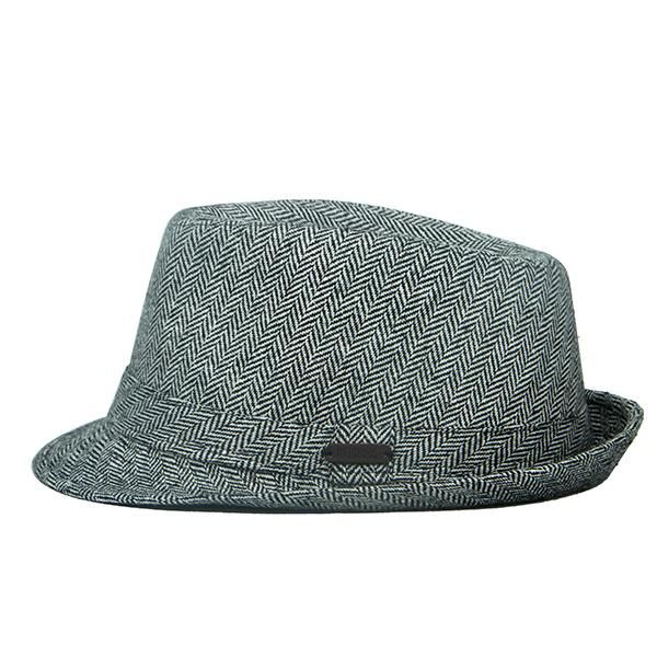 Herringbone Trilby Hat - Black White - S/M