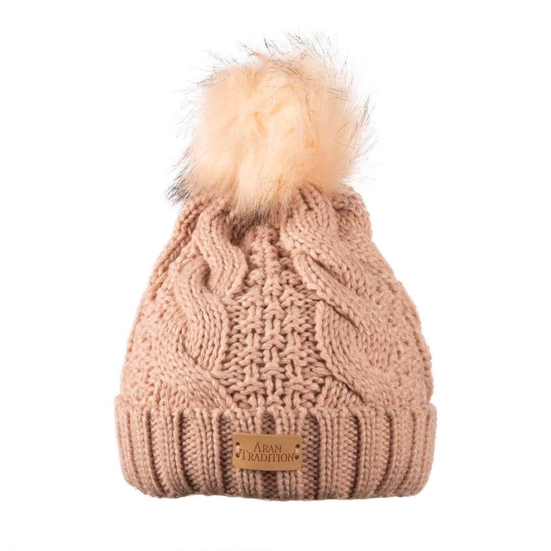 Stay Cozy & Chic with Aran Cable Pom Pom Hat | Traditional Cable Knit