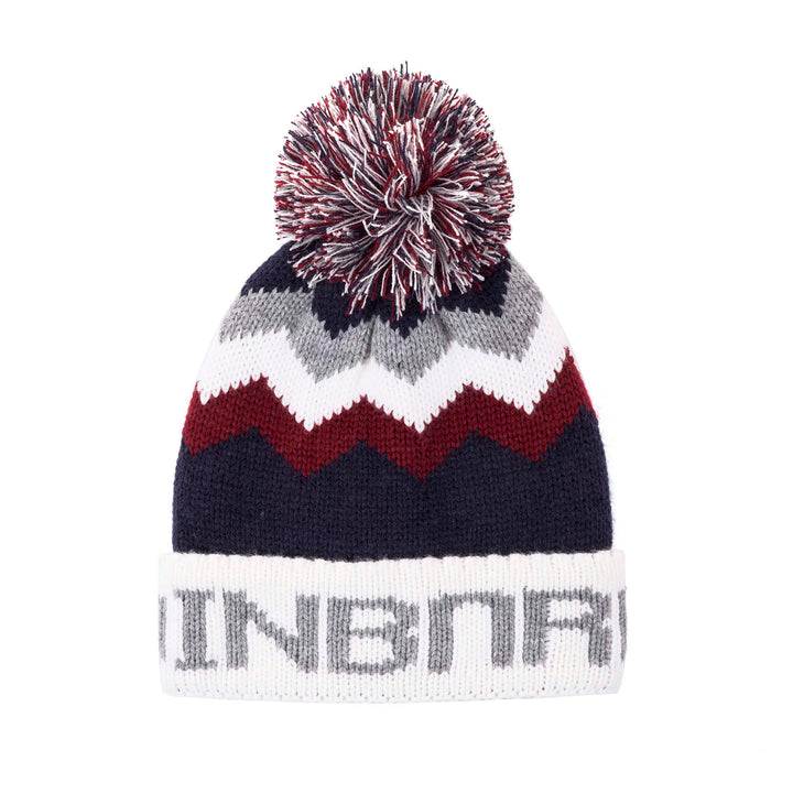 Edinburgh City Bobble Hat - Navy / Cream / Oxblood