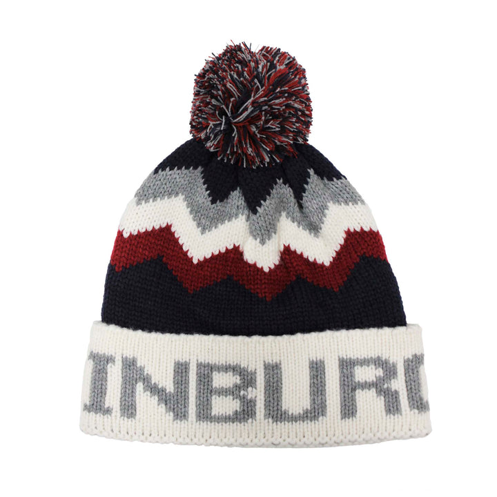 Edinburgh City Bobble Hat - Navy / Cream / Oxblood