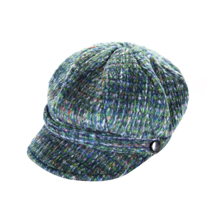 Brushed Tweed Newsboy Cap - Blue