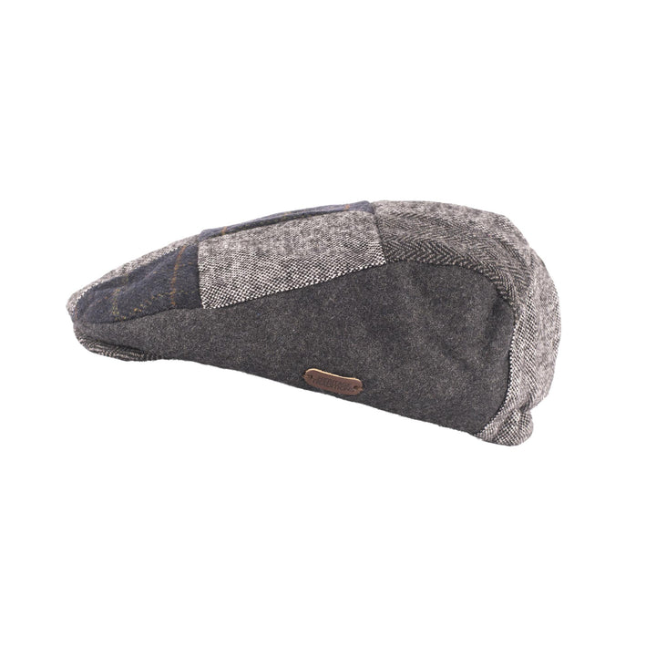 Tweed Patchwork Flat Cap - Blue