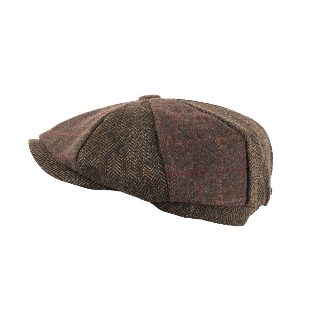 Tweed Patchwork Newsboy Cap - Green Two Tone