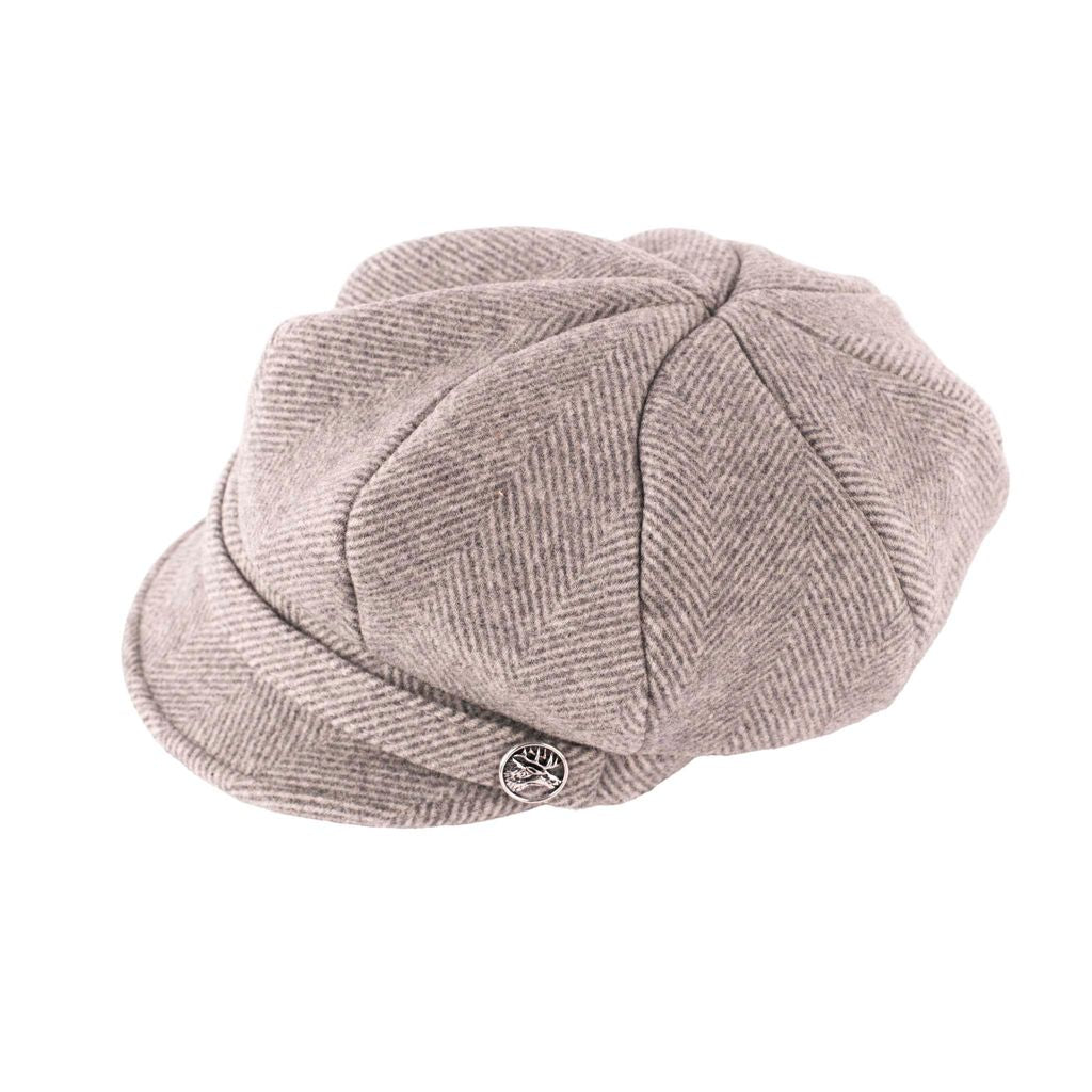 Premium Herringbone Newsboy Cap | Paisley Jacquard Lining