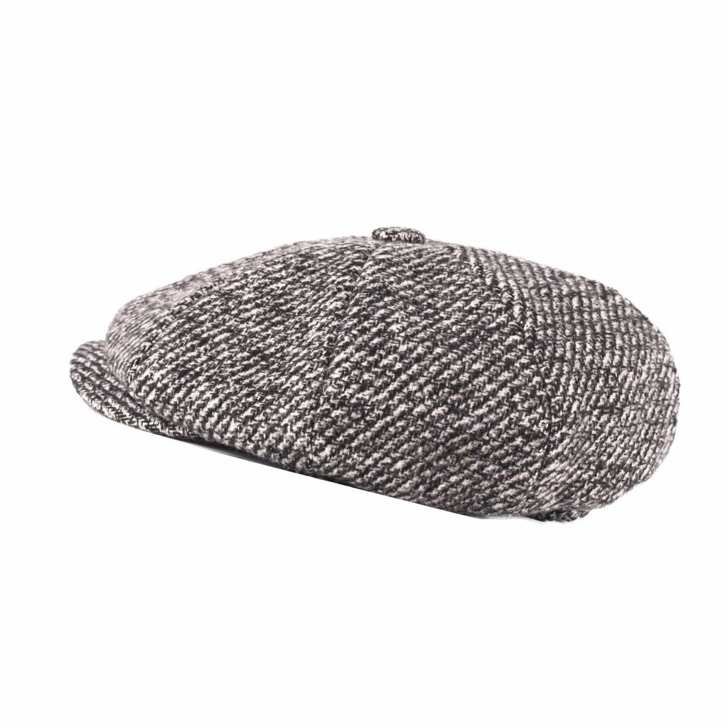 Newsboy Cap Chunky Herringbone - Black and White