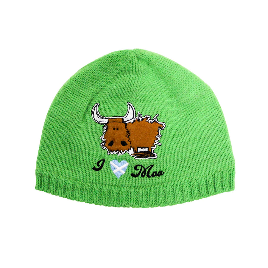 Highland Cow Kids Beanie - Green