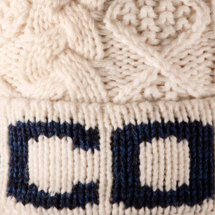 Aran Diamond Cable Scotland Pom Pom Hat | Cozy Winter Headwear