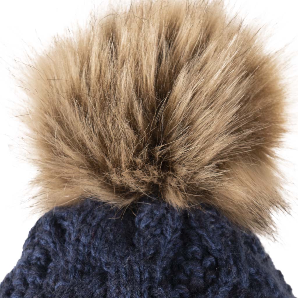 Aran Diamond Cable Scotland Pom Pom Hat | Cozy Winter Headwear