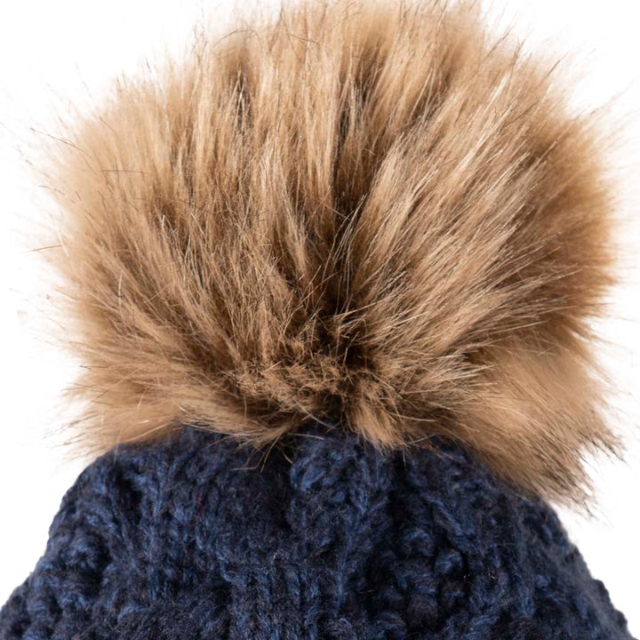 Aran Diamond Cable Scotland Pom Pom Hat | Cozy Winter Headwear