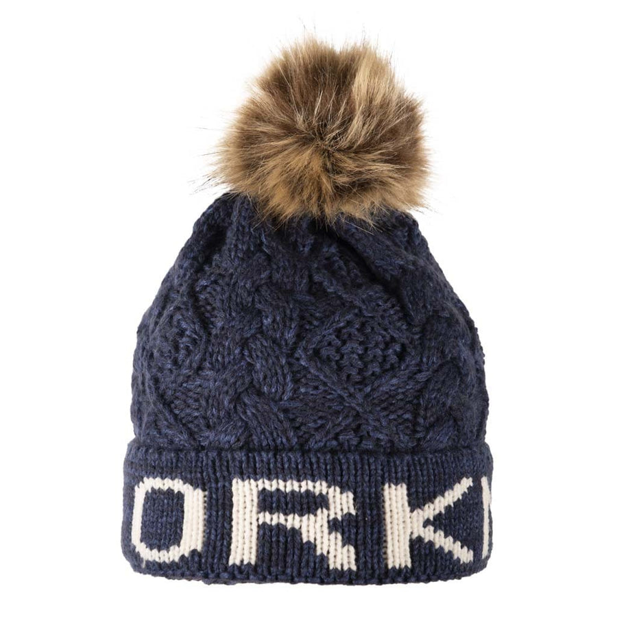 Fisherman Stitch Pom Pom Hat | Chunky Rib Knit with Faux Fur Pom Pom