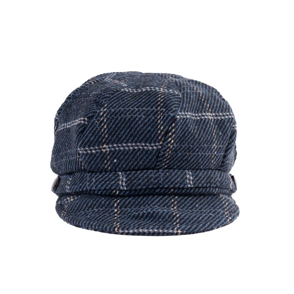 Herringbone Check Newsboy Cap - Plum