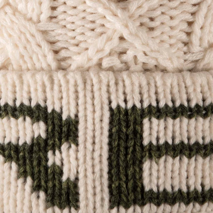 Aran Diamond Cable Ireland Pom Pom Hat | Soft Microfleece Lining