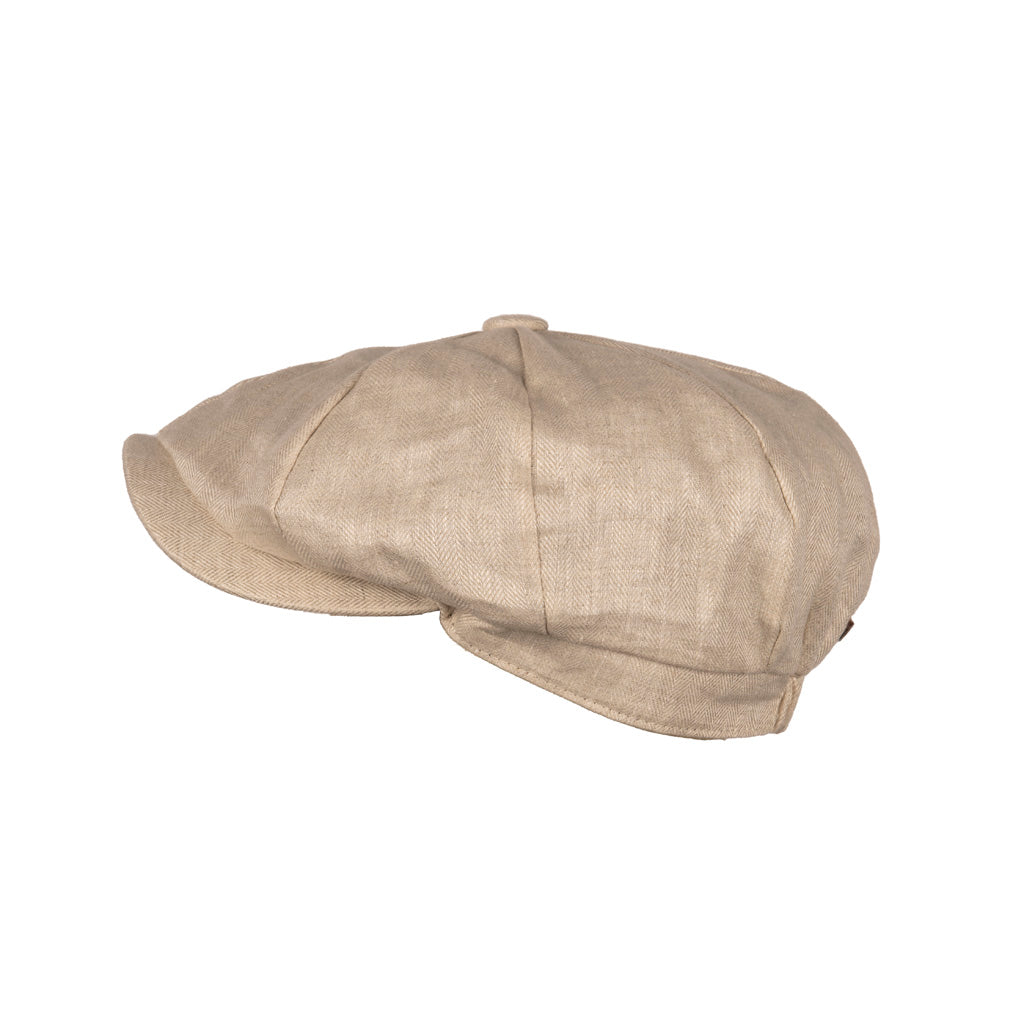 Carlyle Lightweight Herringbone Linen Newsboy Cap