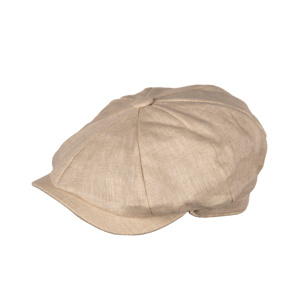 Carlyle Lightweight Herringbone Linen Newsboy Cap