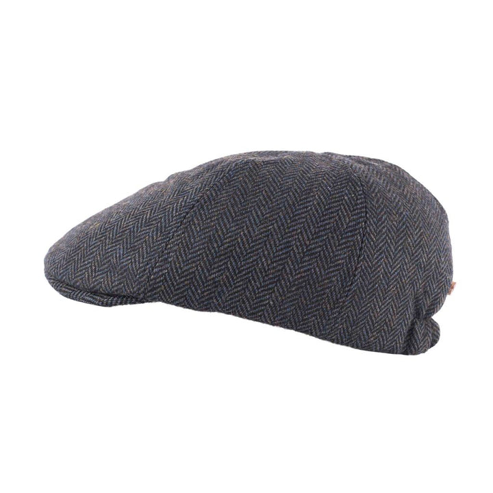 Herringbone Tweed Panel Flat Cap - Blue - Duckbill