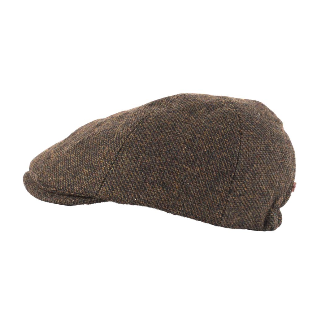 Herringbone Tweed Panel Flat Cap - Duckbill