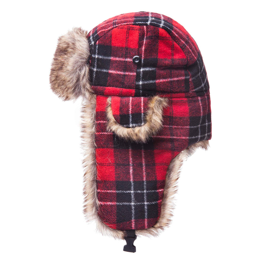 Red Tartan Trapper Hat