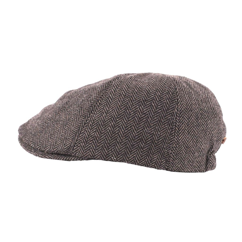 Herringbone Tweed Panel Flat Cap - Duckbill