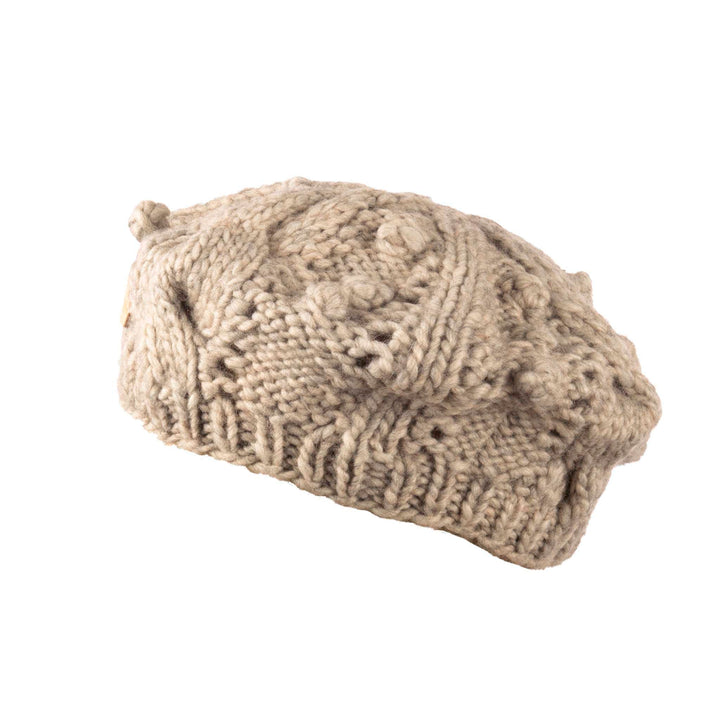 Aran Lace Cable Beret Hat | Chunky Cable Lace Knit