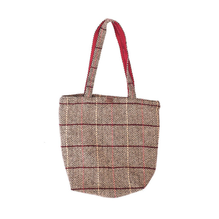 Check Tweed Shopper Bag - Camel Check