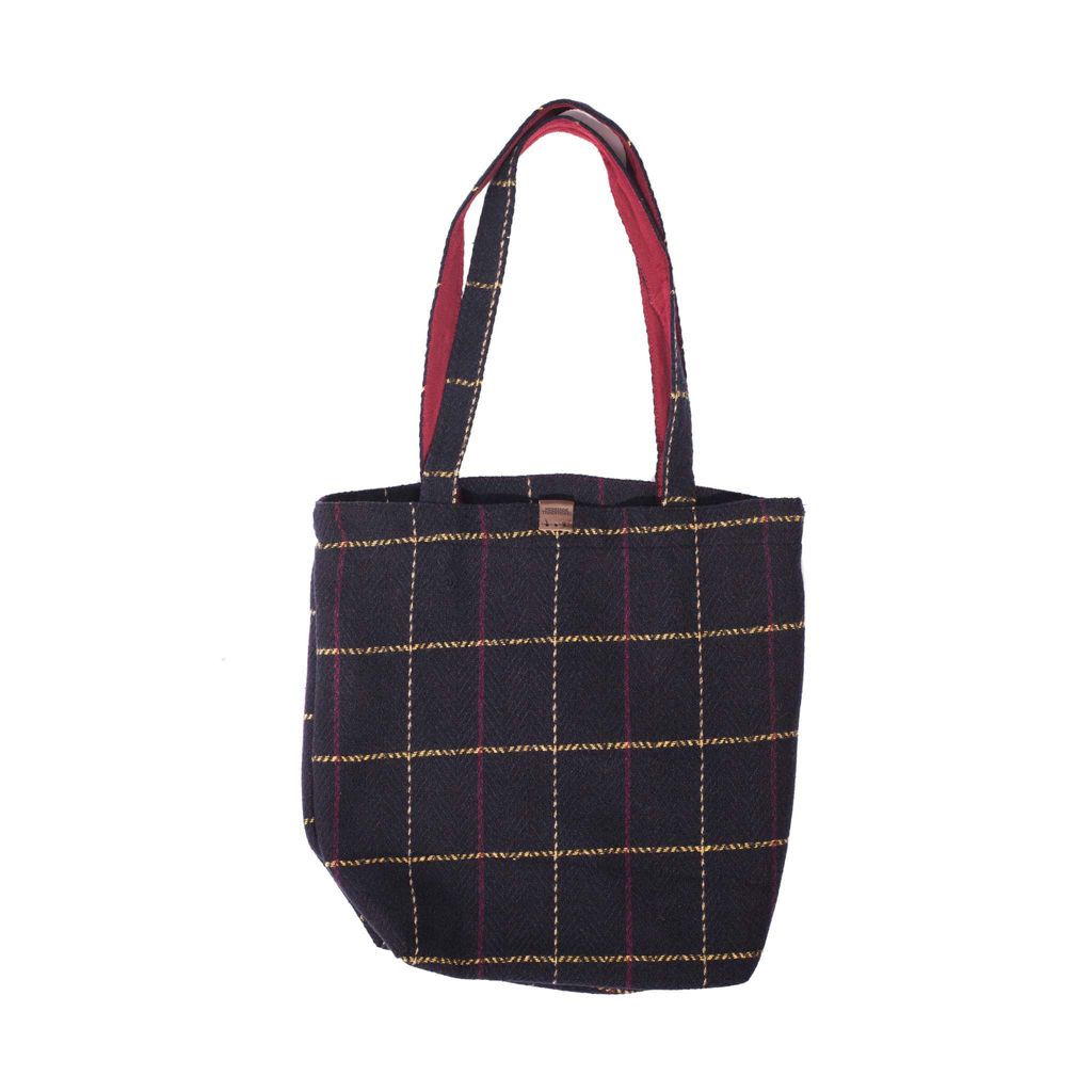 Check Tweed Shopper Bag - Navy Check Herringbone