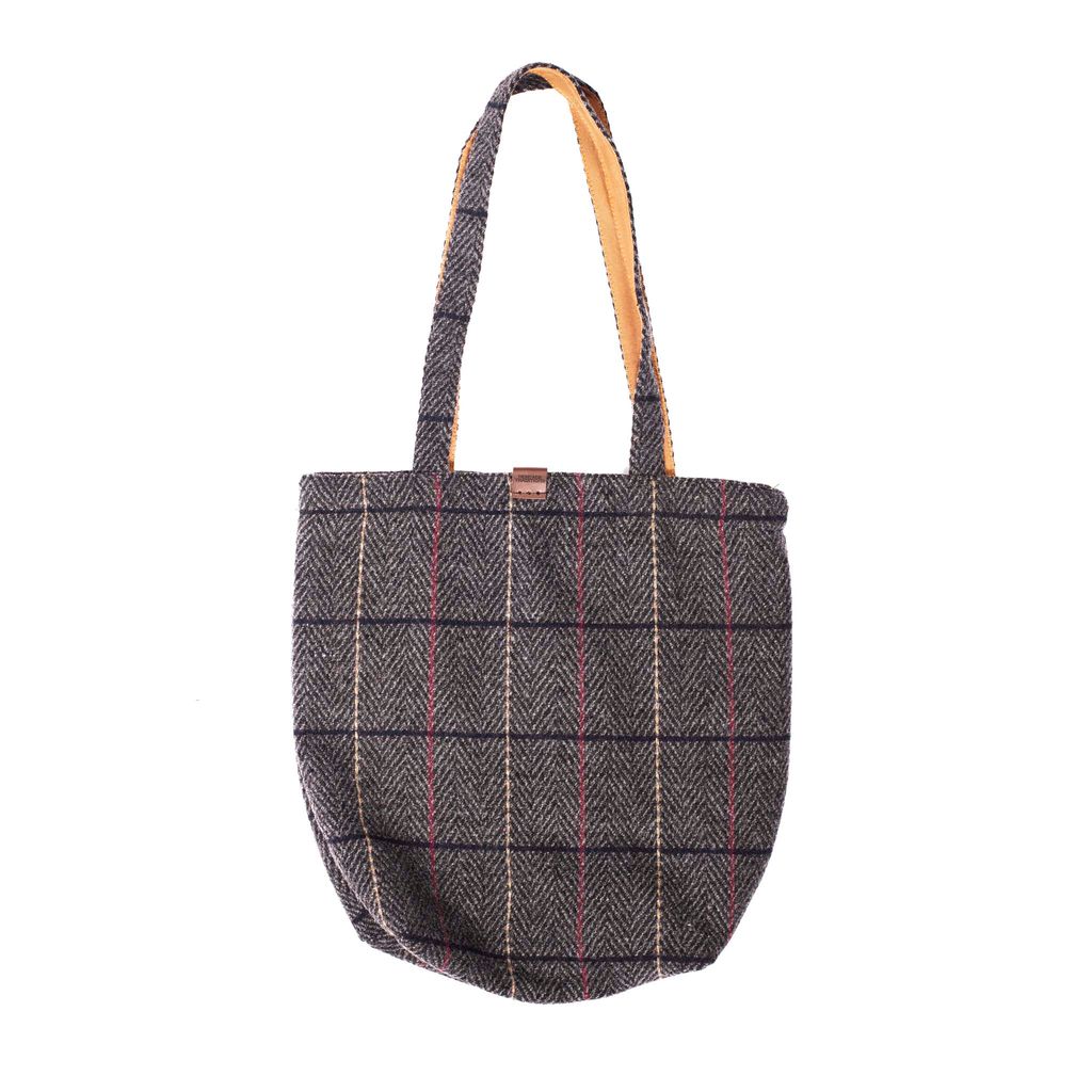 Check Tweed Shopper Bag - Slate Grey