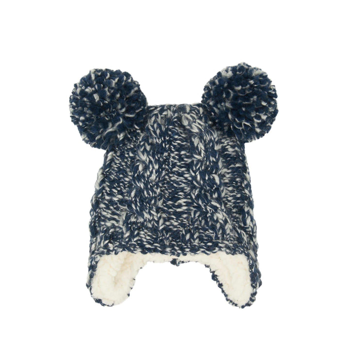 Aran Junior Cable Pom Pom Fleece Lined Hat | Cute 'Mini-Me' Design